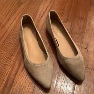 Mi.iM tan Chevron genuine suede leather point toe professional flat